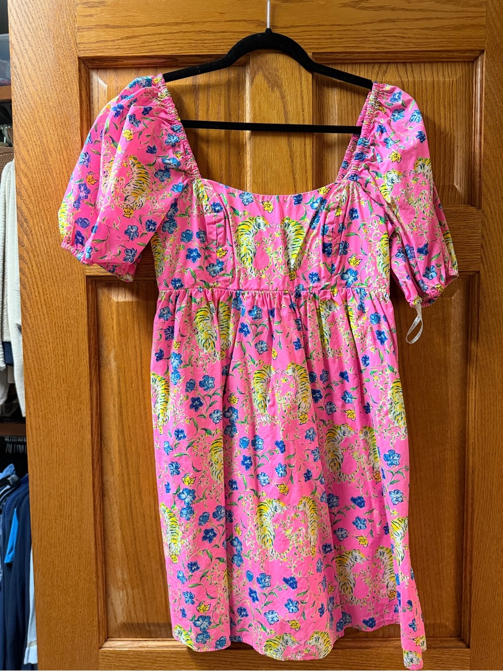 Pink Floral Puff-Sleeve  Dress